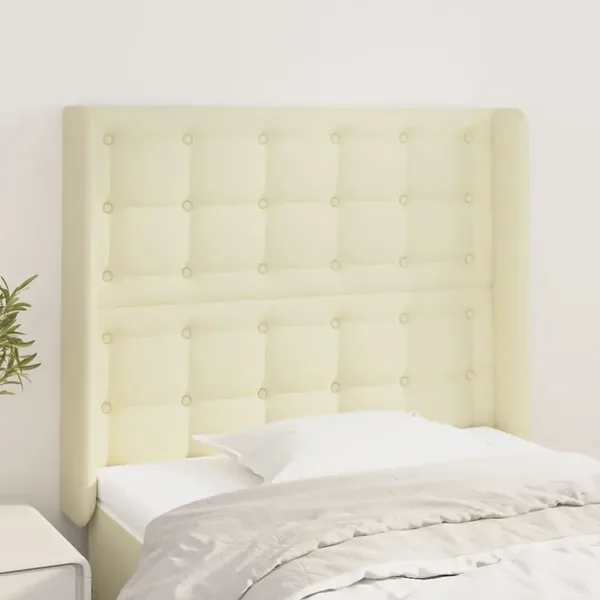 Tête de lit avec oreilles Crème 83x16x118/128 cm Similicuir