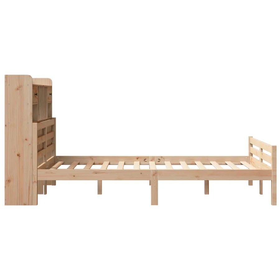 Lit bibliothèque sans matelas 135x190 cm bois de pin massif - 5
