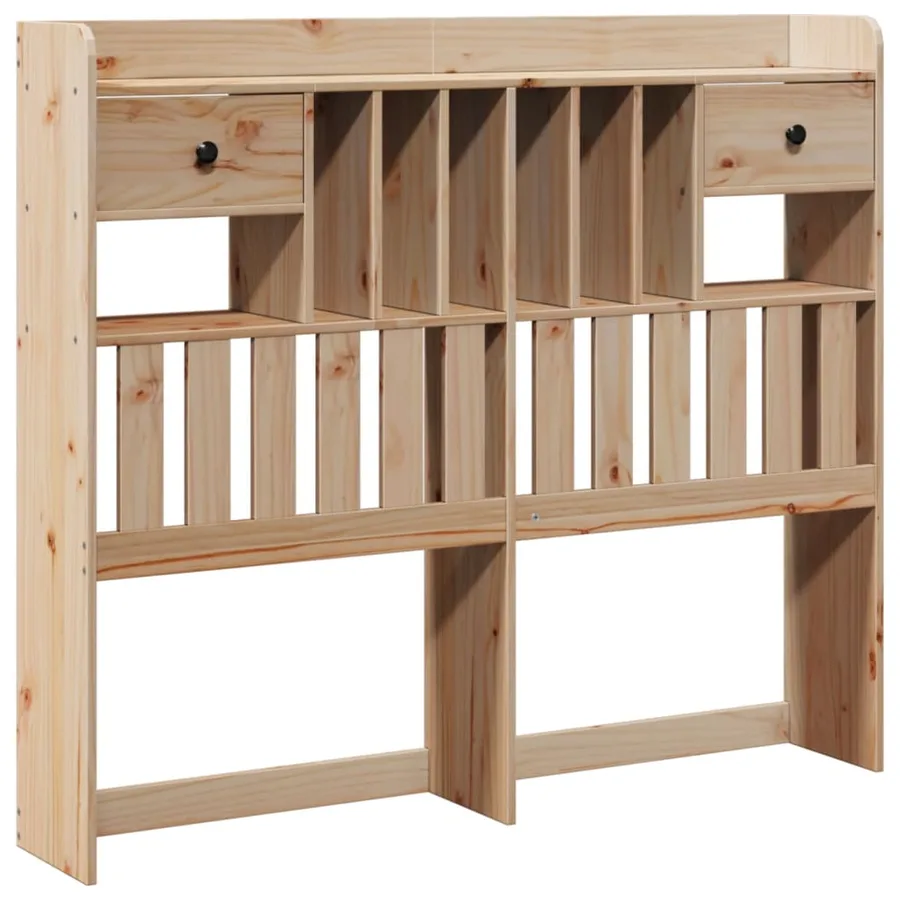 Lit bibliothèque sans matelas 135x190 cm bois de pin massif - 7