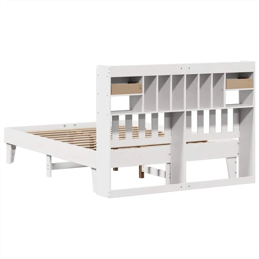 Cadre de lit sans matelas blanc 140x200 cm bois de pin massif - 8
