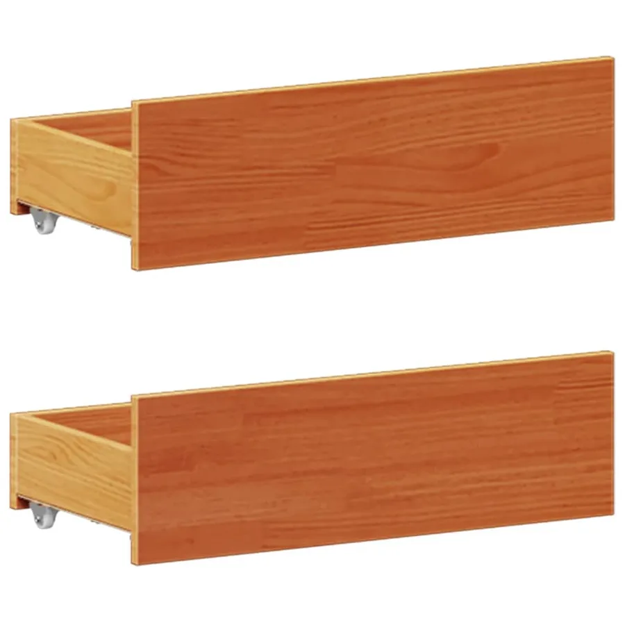 Lit bibliothèque sans matelas cire marron 150x200 cm pin massif - 10