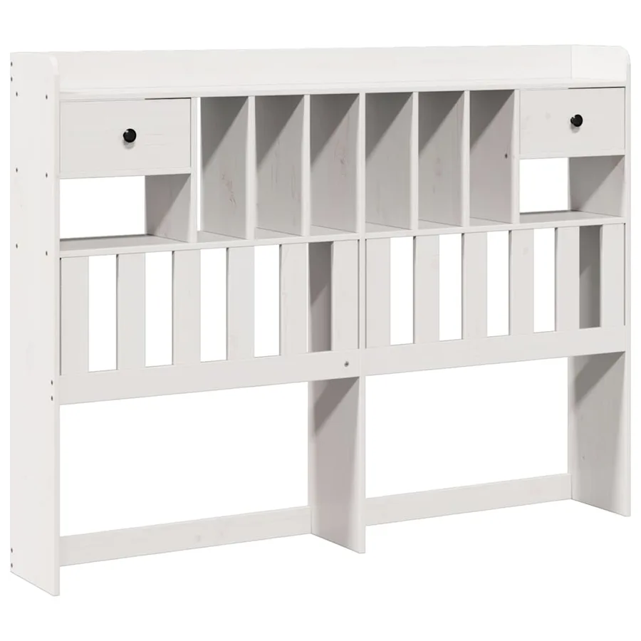 Lit bibliothèque sans matelas blanc 140x200 cm bois pin massif - 7