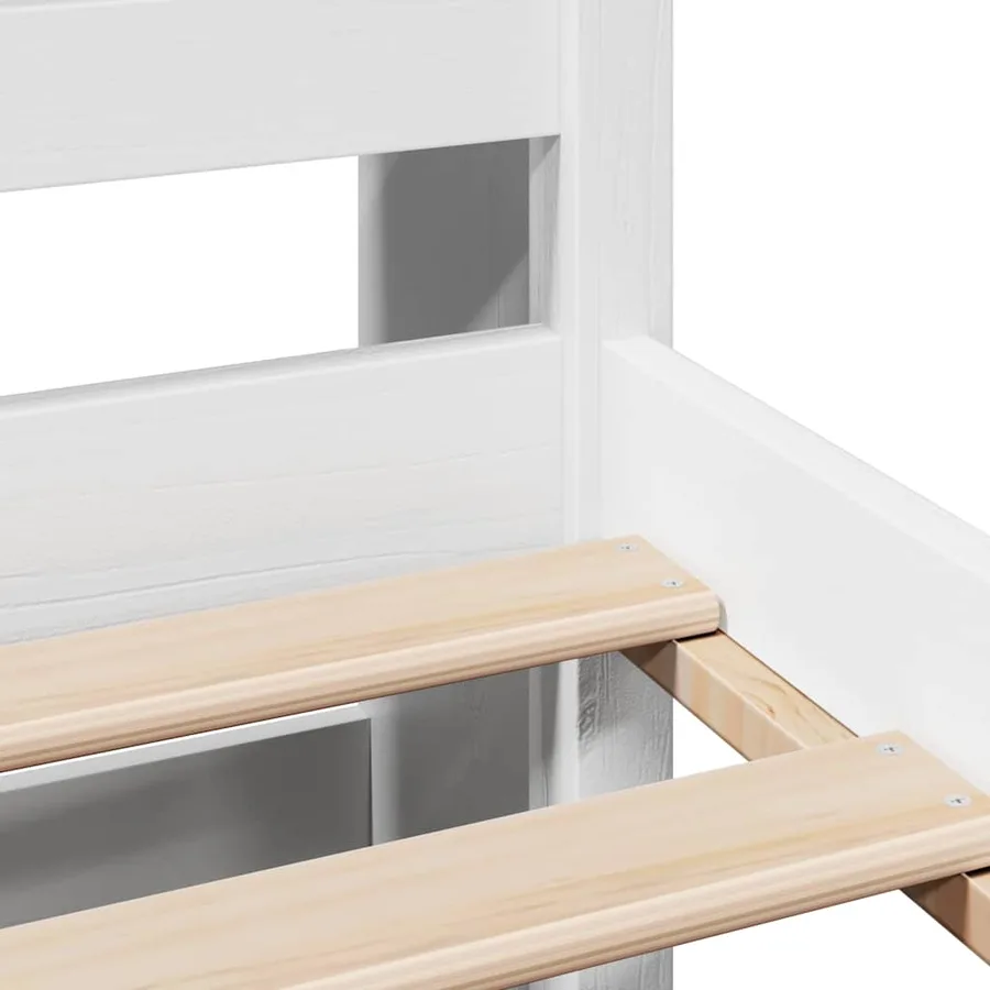 Lit bibliothèque sans matelas blanc 140x200 cm bois pin massif - 9