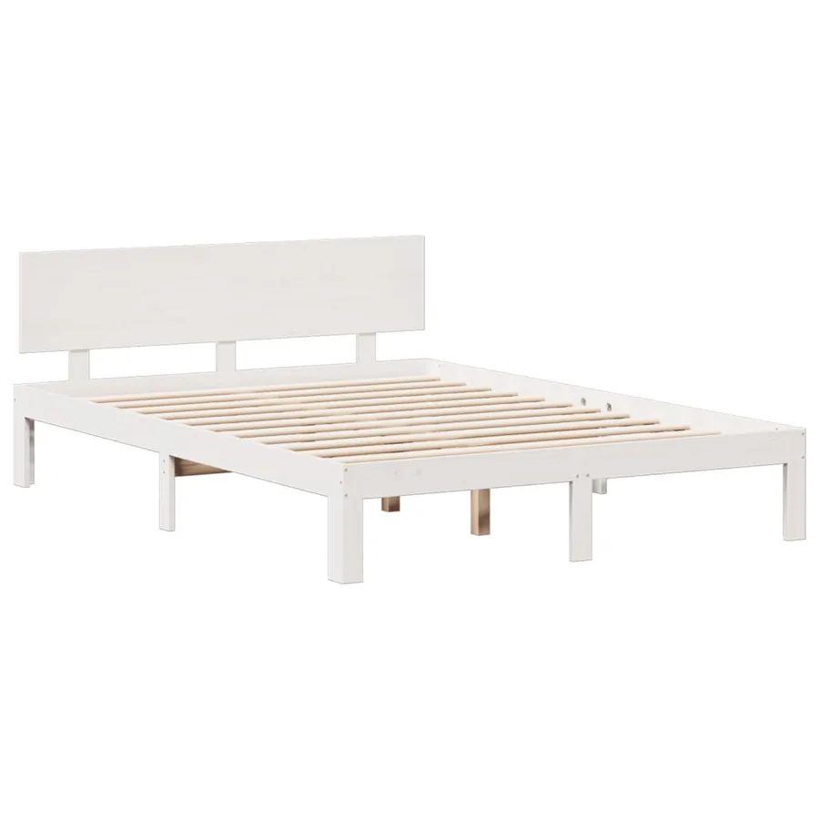 Lit bibliothèque sans matelas blanc 140x200 cm bois pin massif - 8