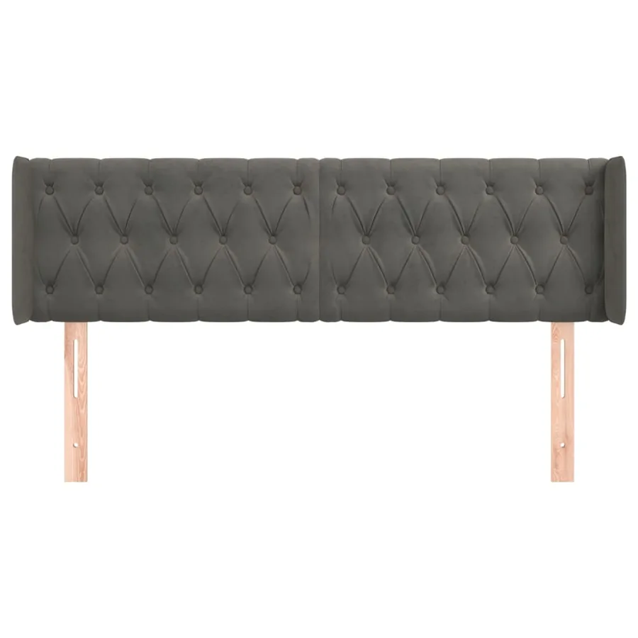 Tête de lit avec oreilles Gris foncé 163x16x78/88 cm Velours - 3