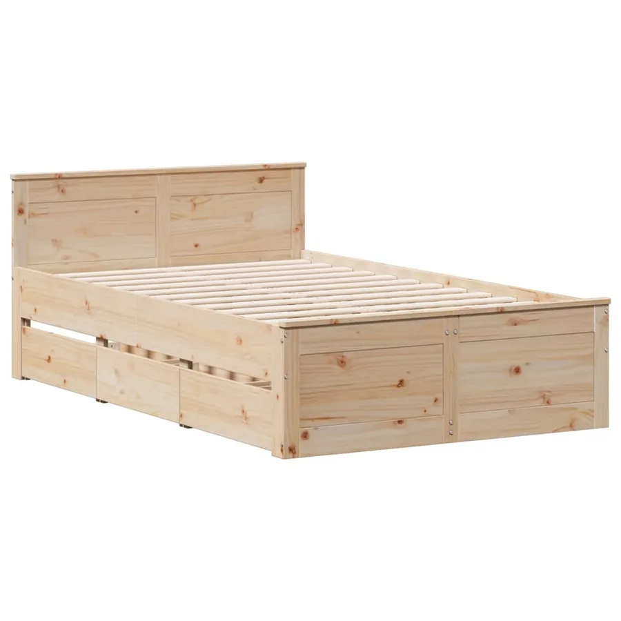 Lit bibliothèque sans matelas 135x190 cm bois de pin massif - 8
