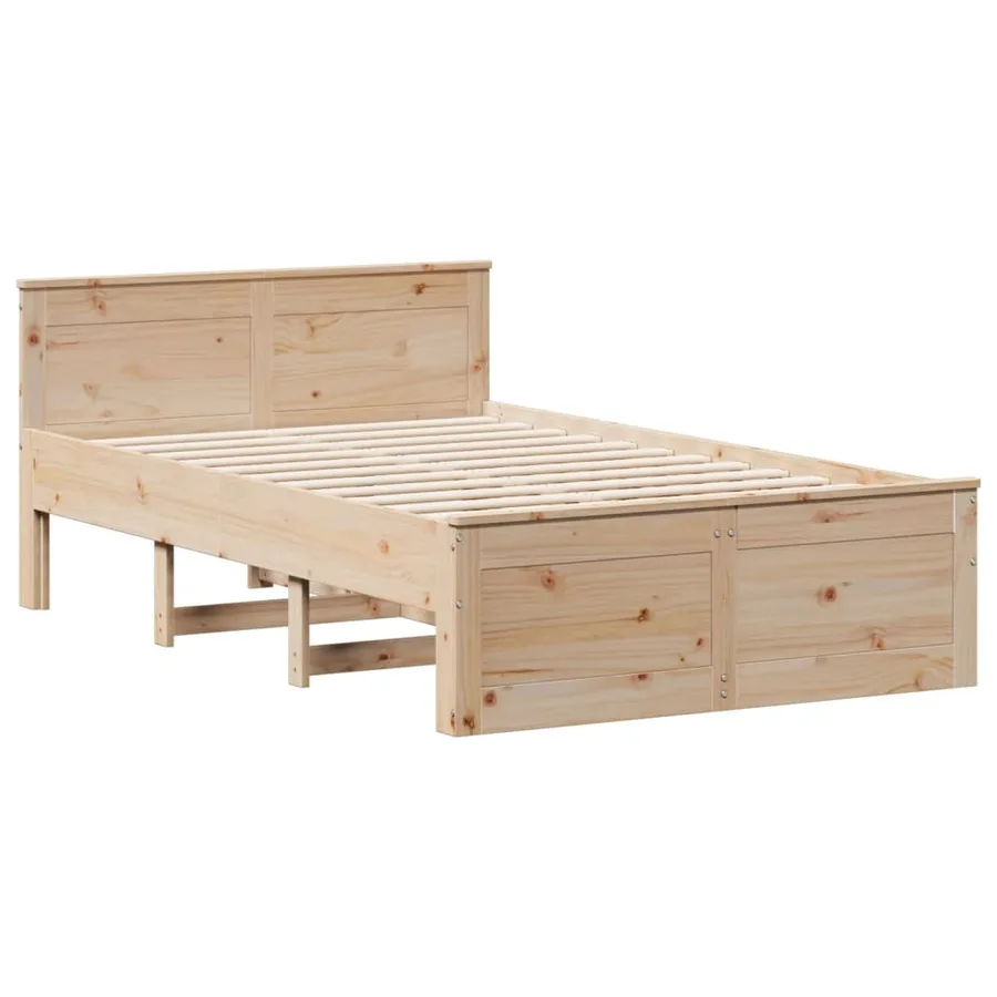 Lit bibliothèque sans matelas 135x190 cm bois de pin massif - 9