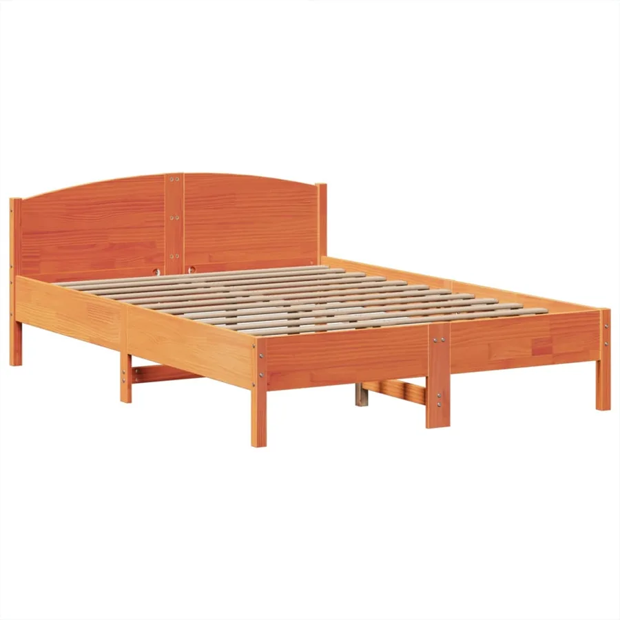 Lit bibliothèque sans matelas cire marron 140x190 cm pin massif - 8
