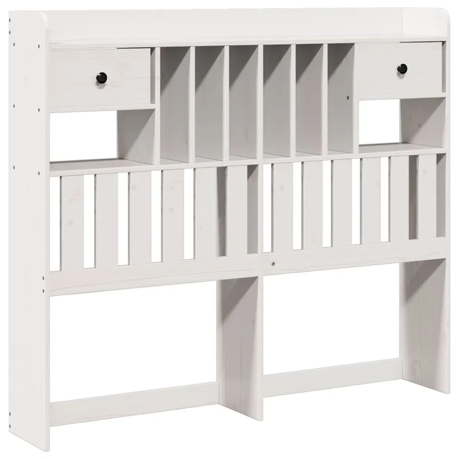 Tête de lit avec rangement blanc 135 cm bois massif de pin - 2