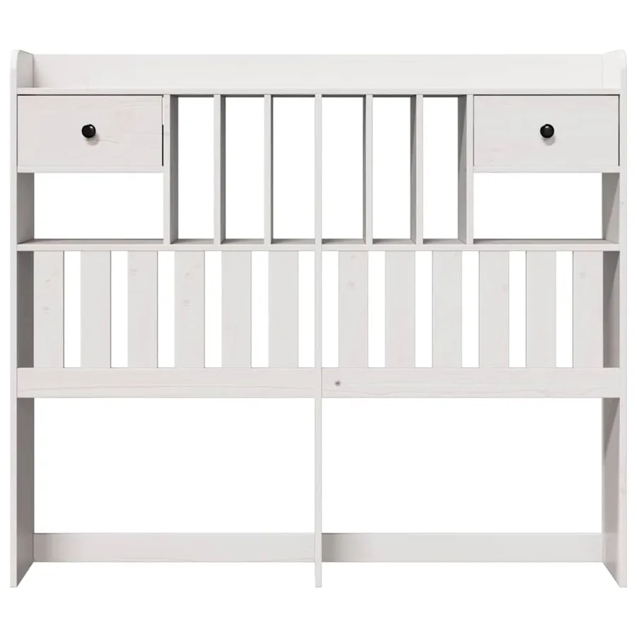 Tête de lit avec rangement blanc 135 cm bois massif de pin - 3