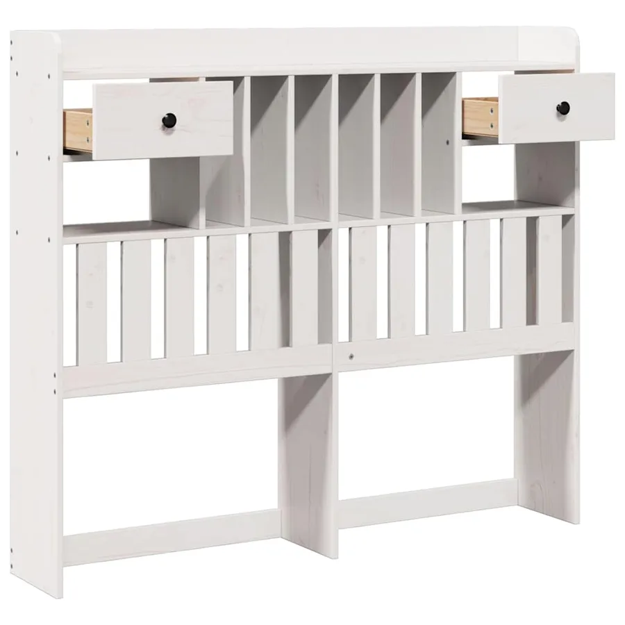 Tête de lit avec rangement blanc 135 cm bois massif de pin - 4