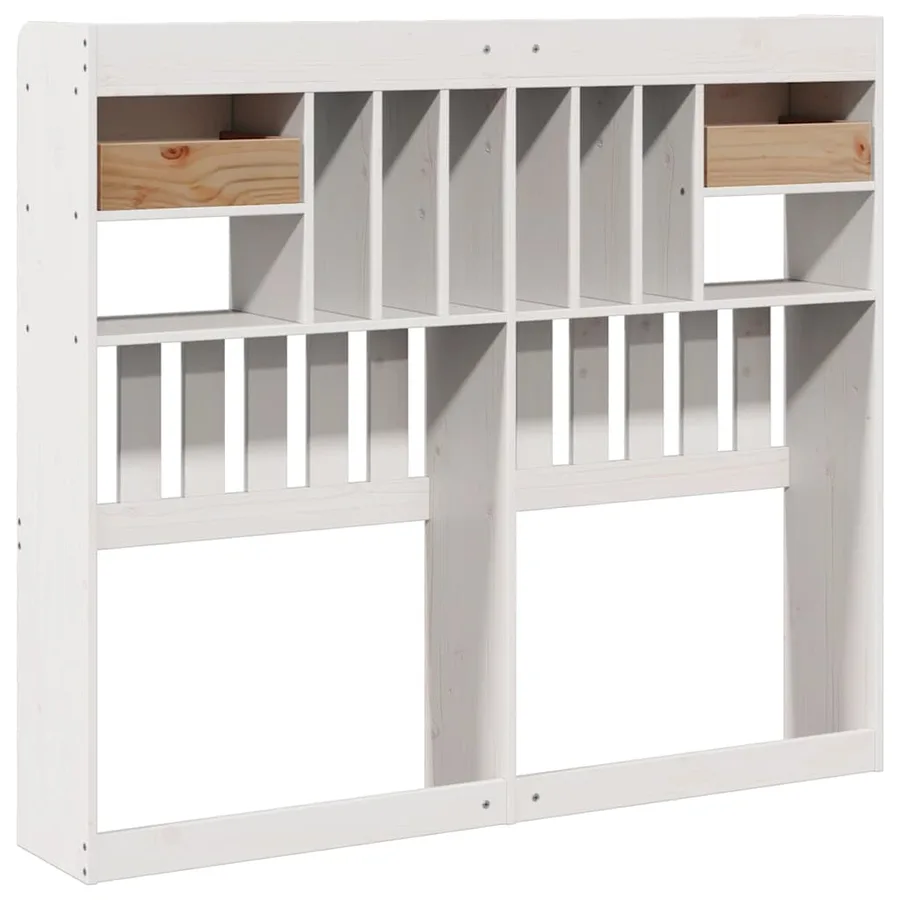 Tête de lit avec rangement blanc 135 cm bois massif de pin - 6