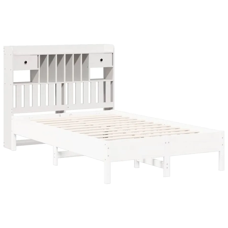 Tête de lit avec rangement blanc 135 cm bois massif de pin - 7