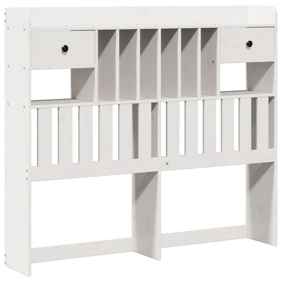 Lit bibliothèque sans matelas blanc 135x190 cm bois pin massif - 5