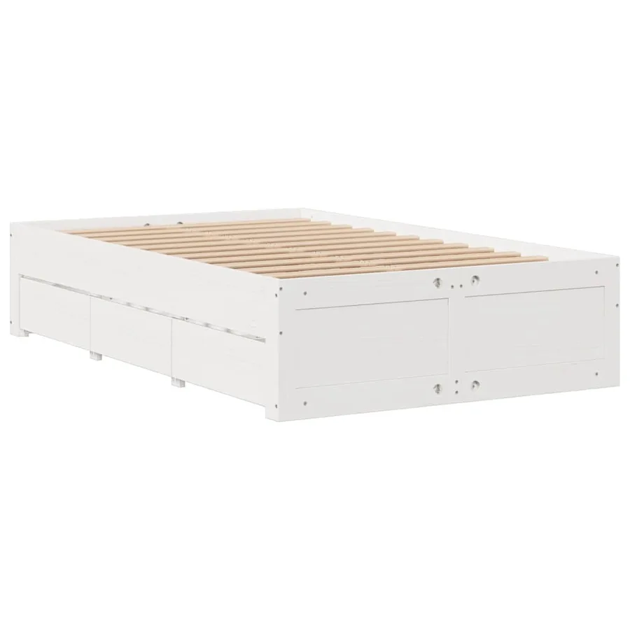 Lit bibliothèque sans matelas blanc 135x190 cm bois pin massif - 6