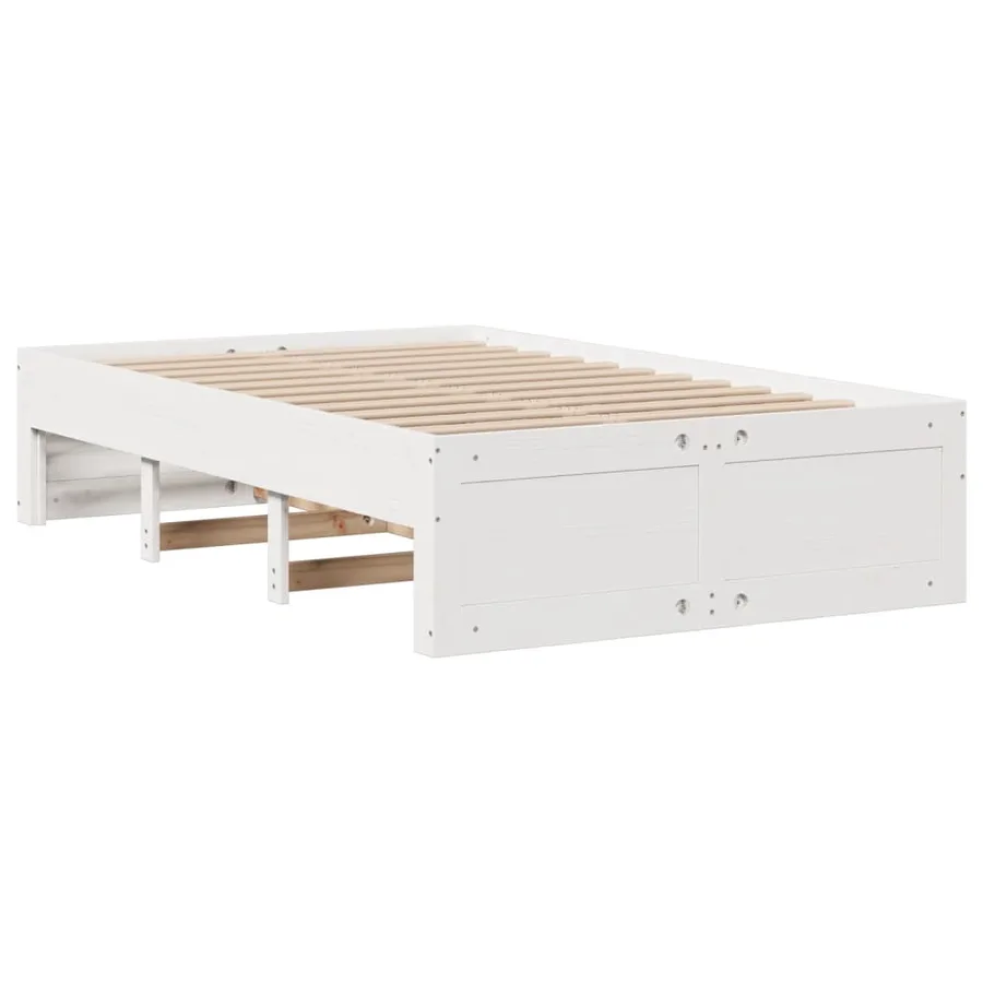 Lit bibliothèque sans matelas blanc 135x190 cm bois pin massif - 7