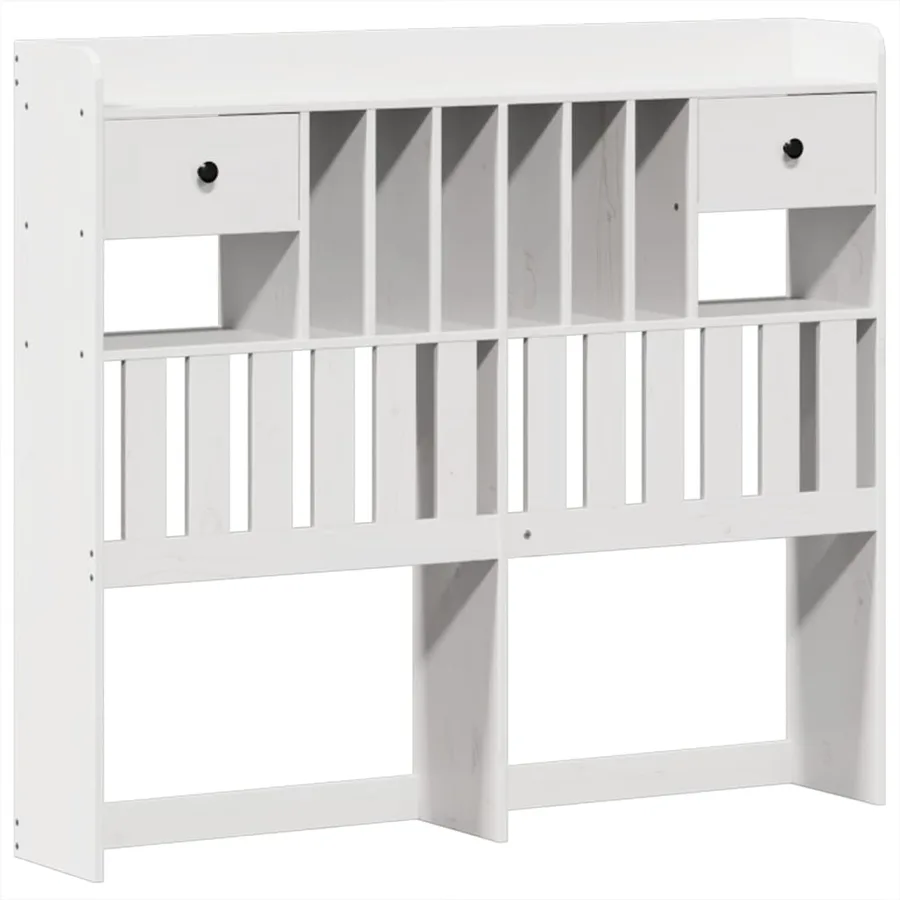 Lit bibliothèque sans matelas blanc 135x190 cm bois pin massif - 7