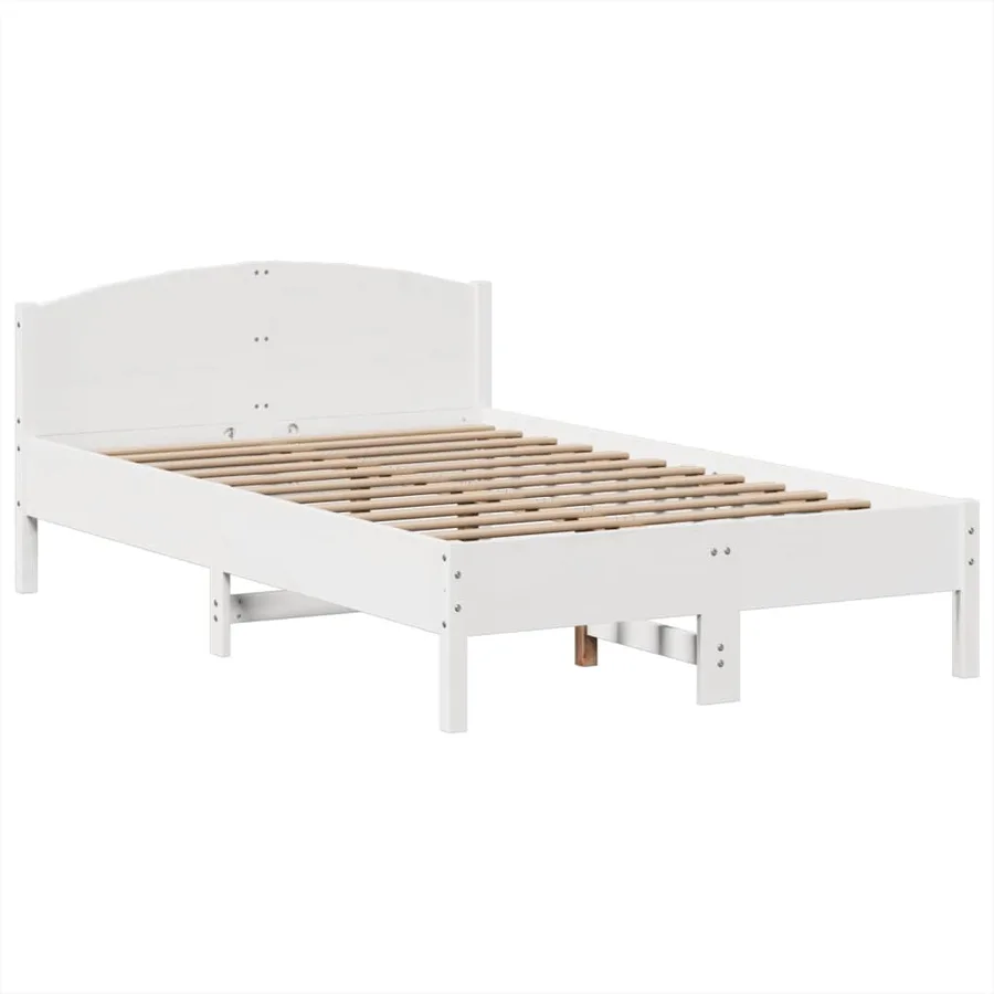 Lit bibliothèque sans matelas blanc 135x190 cm bois pin massif - 8