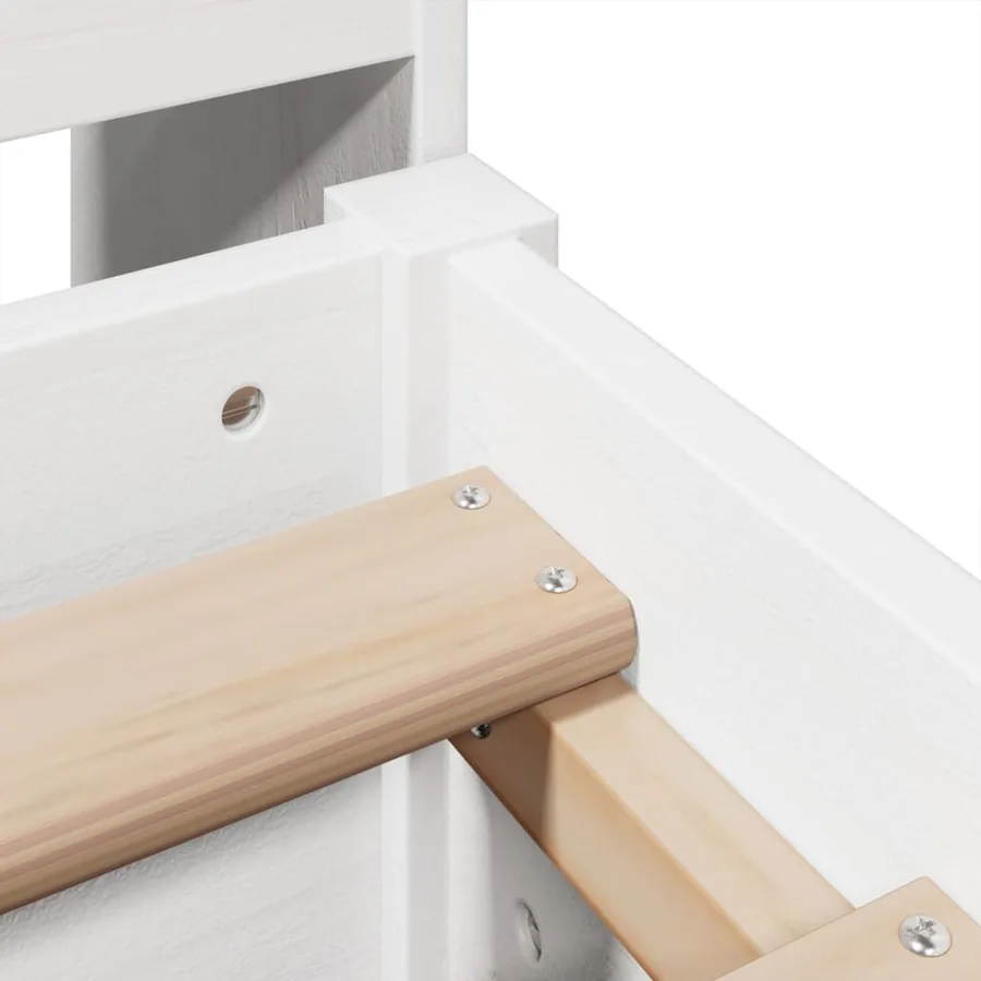 Lit bibliothèque sans matelas blanc 135x190 cm bois pin massif - 9