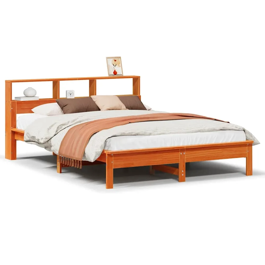 Cadre de lit sans matelas cire marron 160x200cm bois pin massif - 2