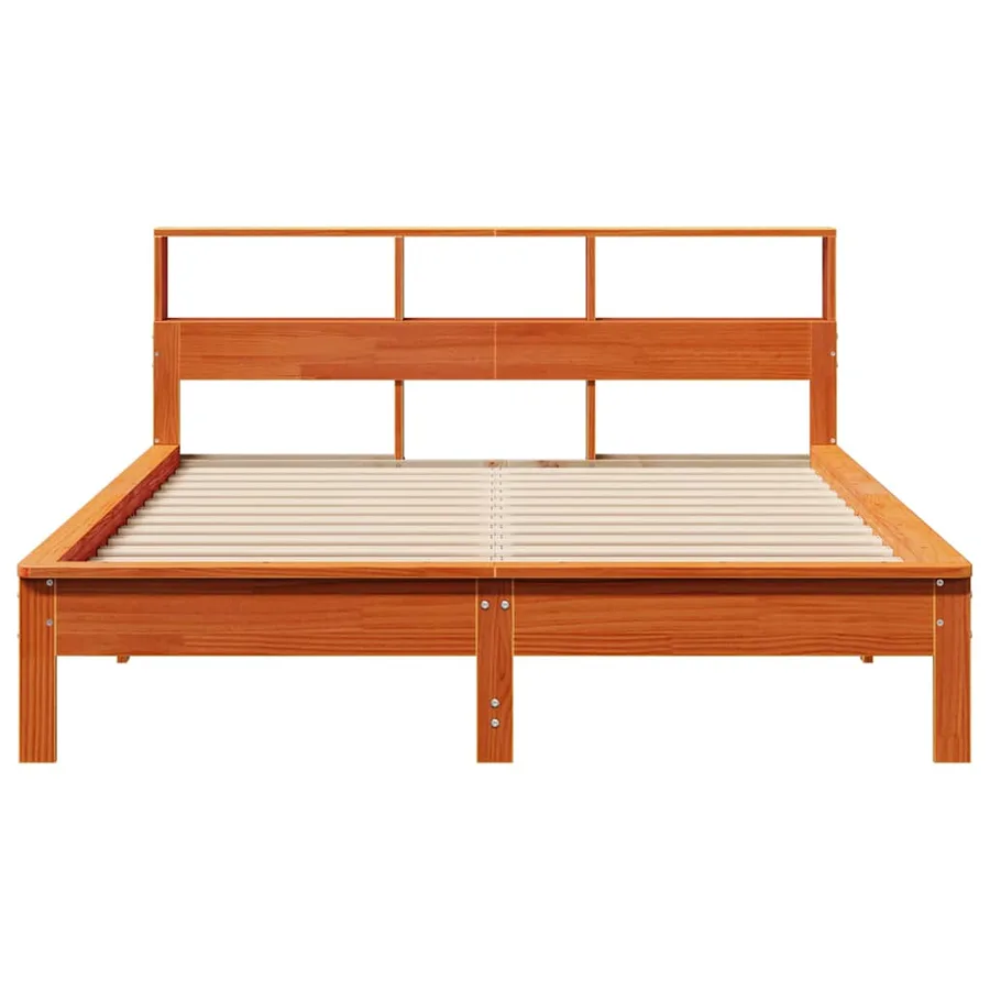 Cadre de lit sans matelas cire marron 160x200cm bois pin massif - 4