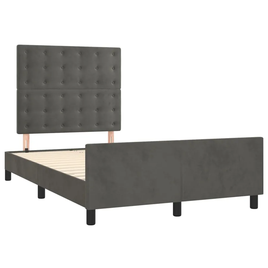 Cadre de lit sans matelas gris foncé 120x200 cm velours - 4