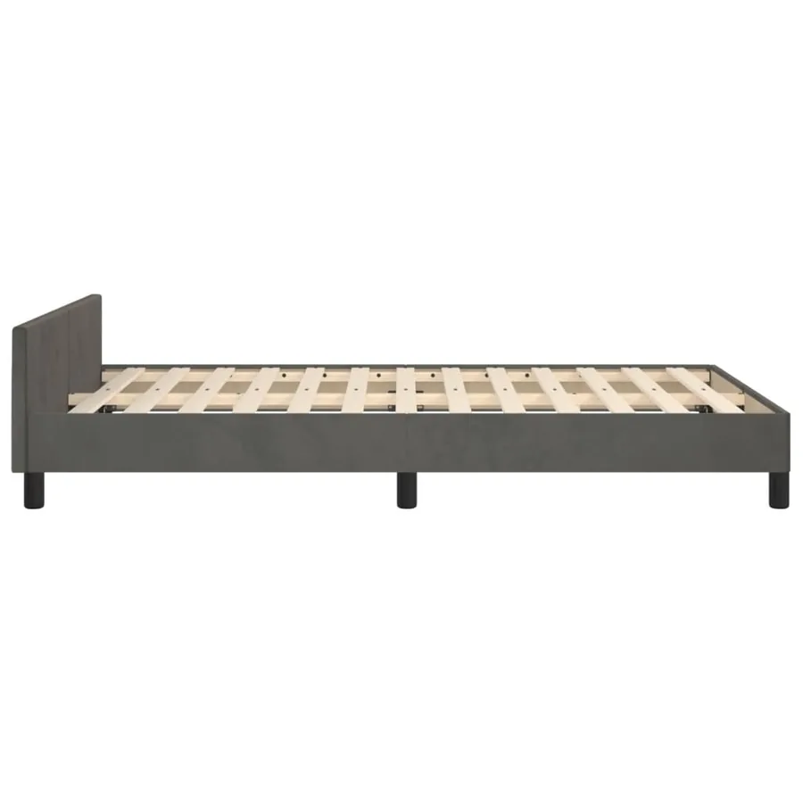 Cadre de lit sans matelas gris foncé 120x200 cm velours - 7
