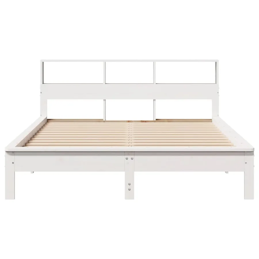Cadre de lit sans matelas blanc 140x200 cm bois de pin massif - 4
