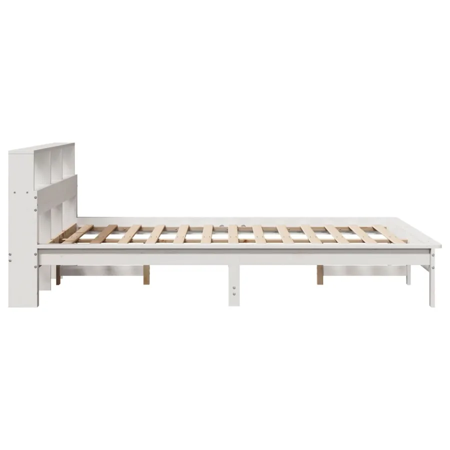 Cadre de lit sans matelas blanc 140x200 cm bois de pin massif - 5