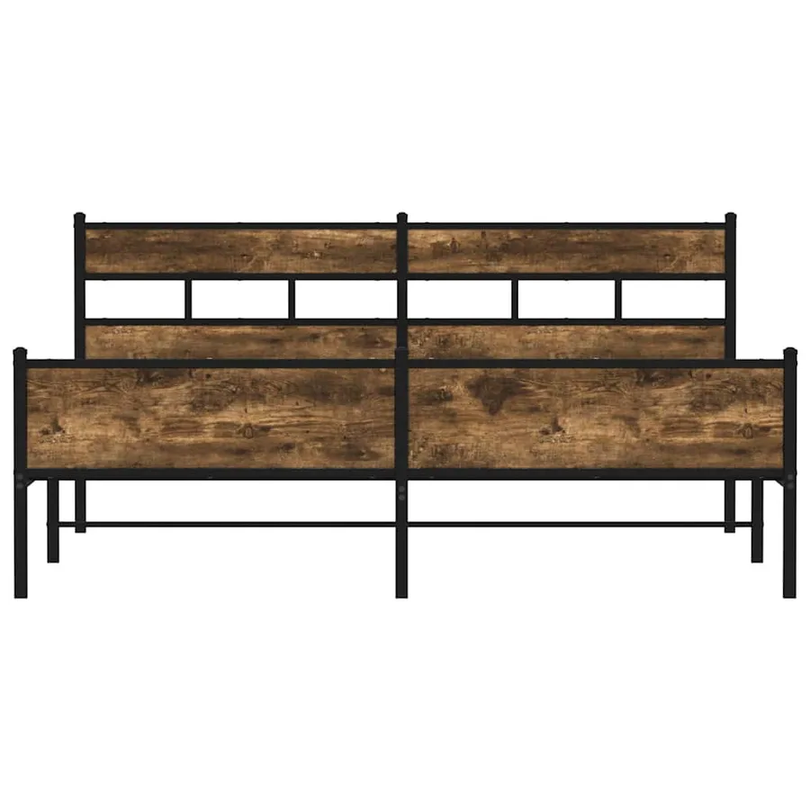 Cadre de lit en métal sans matelas chêne fumé 183x213 cm - 4