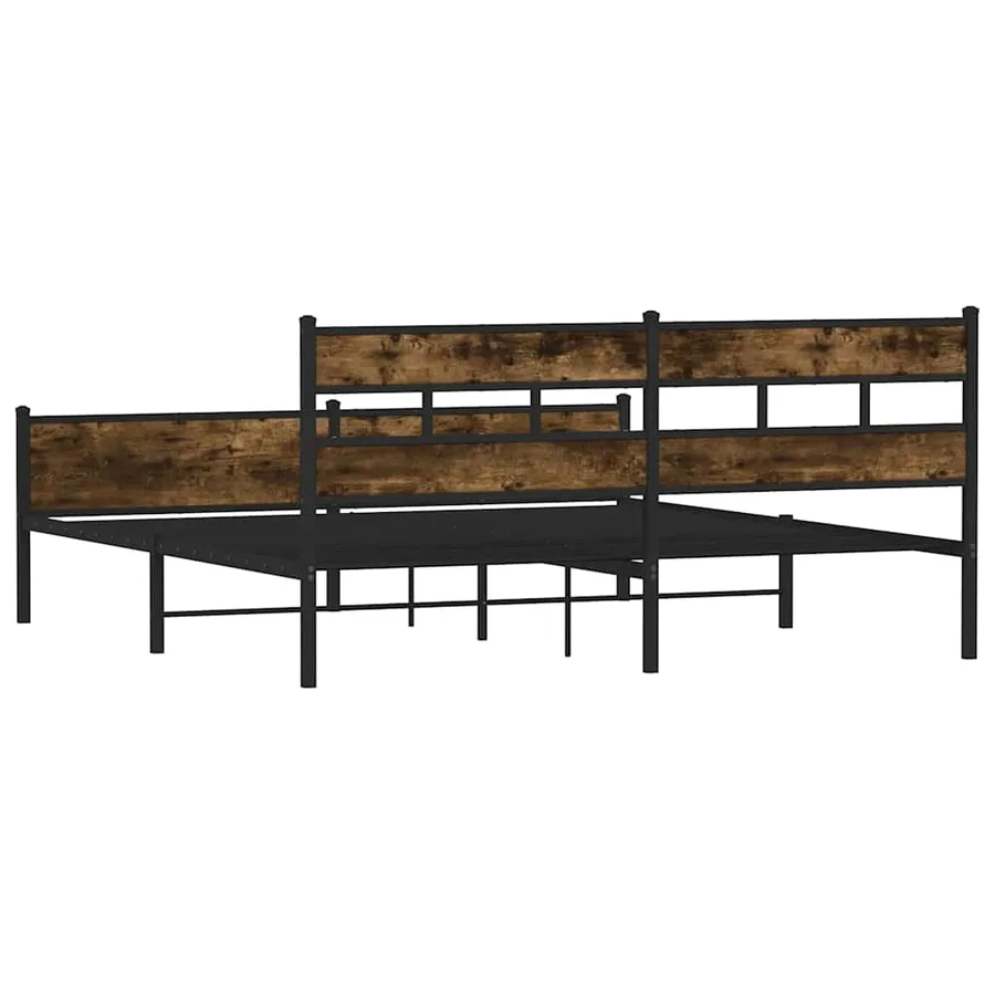 Cadre de lit en métal sans matelas chêne fumé 183x213 cm - 6