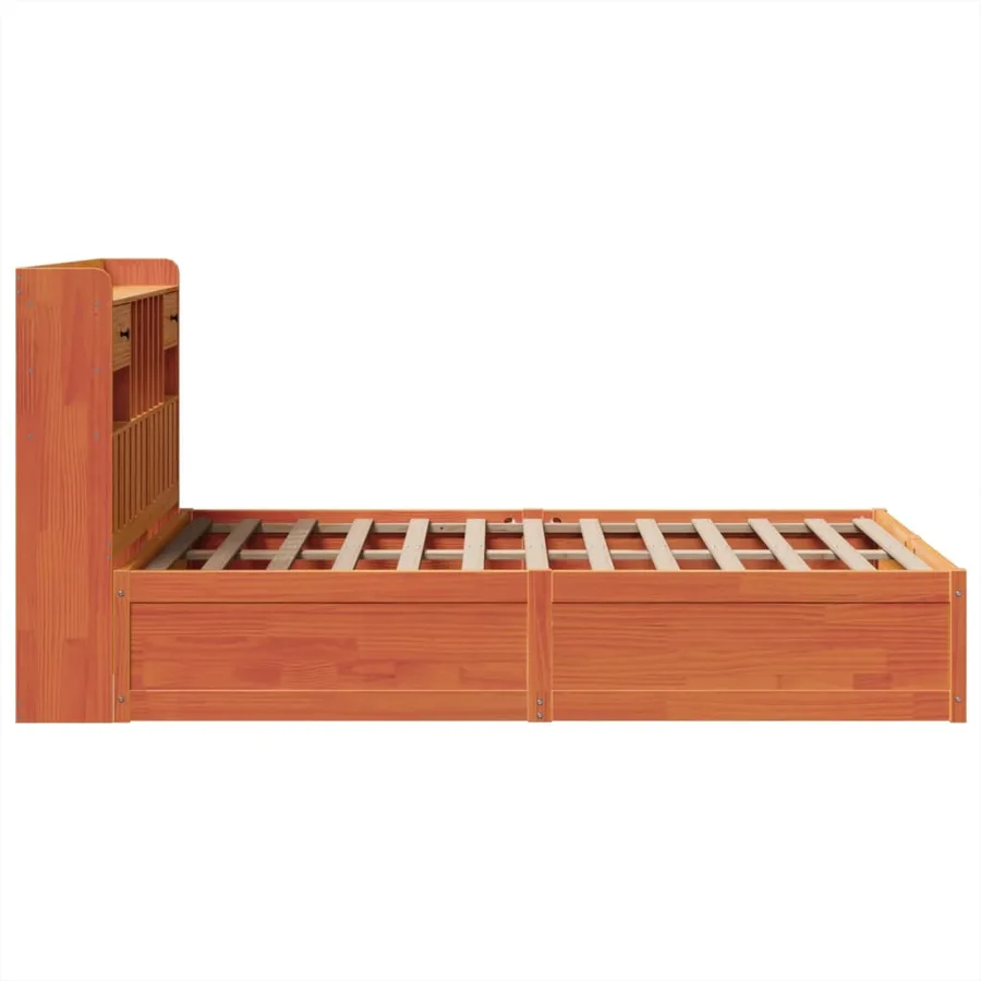 Cadre de lit sans matelas cire marron 135x190cm bois pin massif - 6