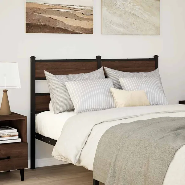 Tête de lit de remplacement chêne marron 120 cm acier et bois d'ingénierie