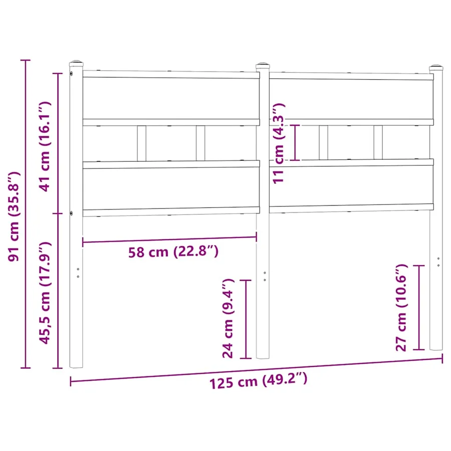 Tête de lit de remplacement chêne marron 120 cm acier et bois d'ingénierie - 6