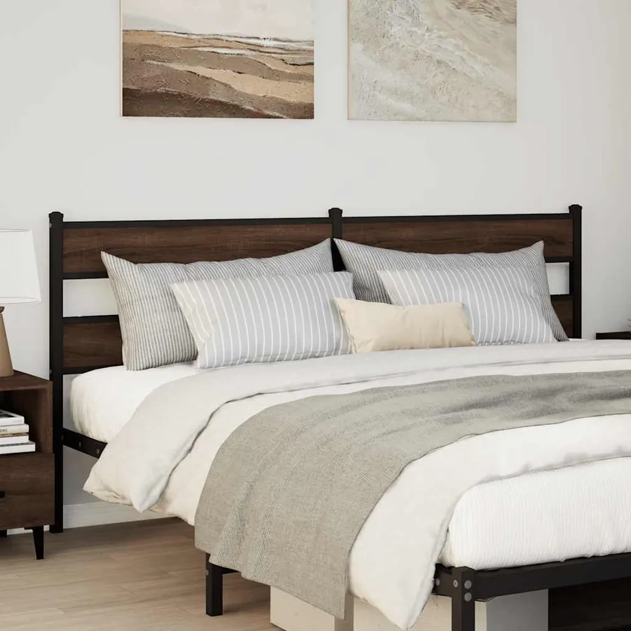 Tête de lit de remplacement chêne marron 200 cm acier et bois d'ingénierie