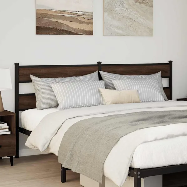 Tête de lit de remplacement chêne marron 200 cm acier et bois d'ingénierie