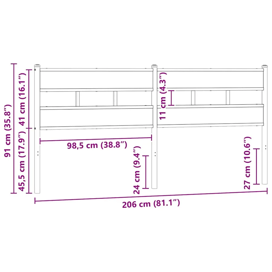 Tête de lit de remplacement chêne marron 200 cm acier et bois d'ingénierie - 6