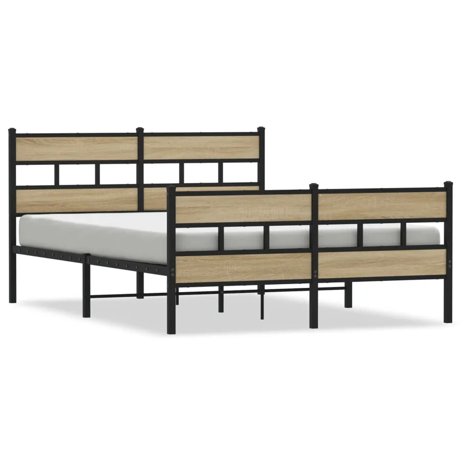 Cadre de lit en métal sans matelas chêne sonoma 140x200 cm - 2