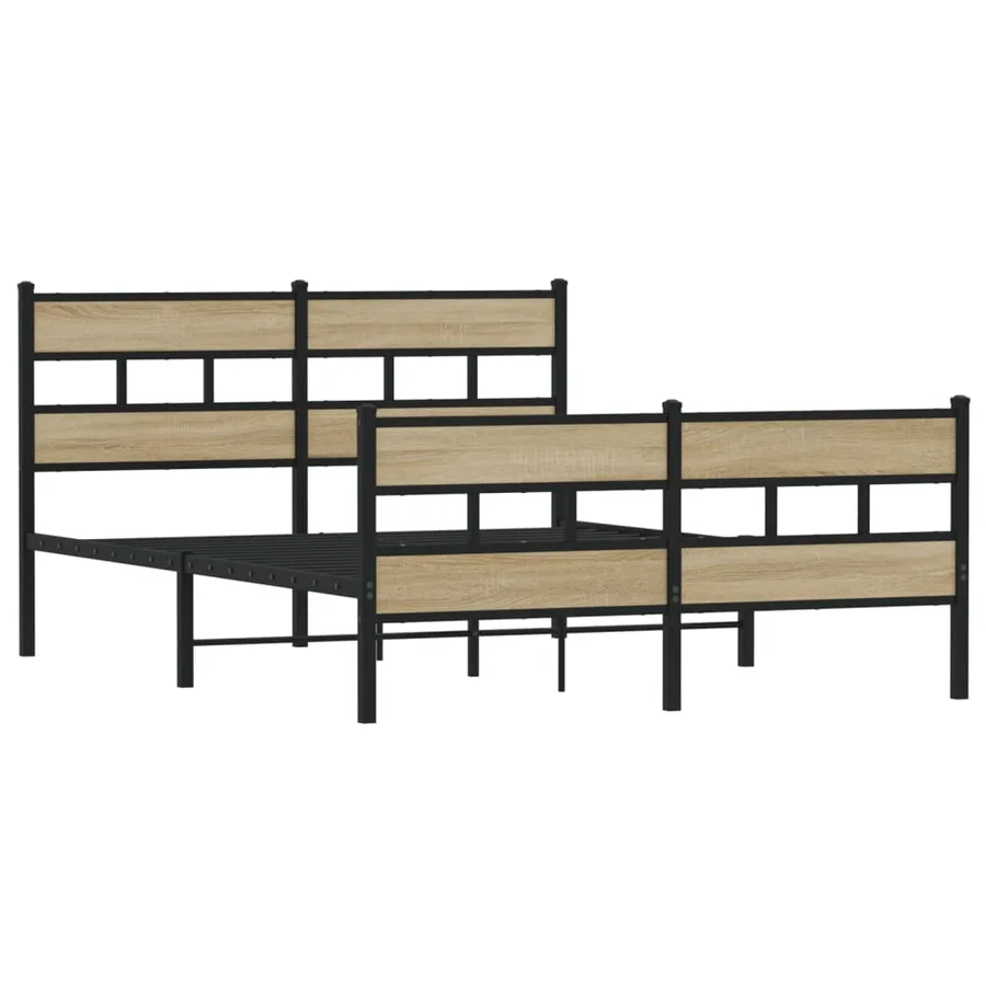 Cadre de lit en métal sans matelas chêne sonoma 140x200 cm - 3