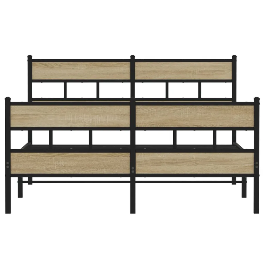 Cadre de lit en métal sans matelas chêne sonoma 140x200 cm - 4