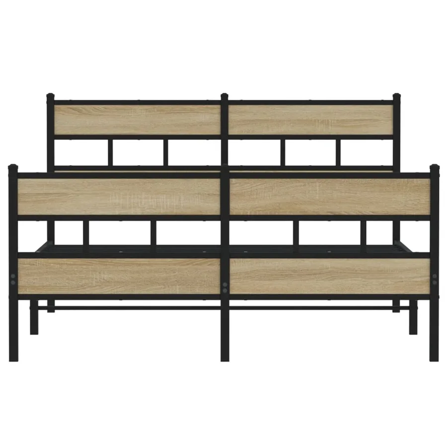 Cadre de lit en métal sans matelas chêne sonoma 160x200 cm - 4