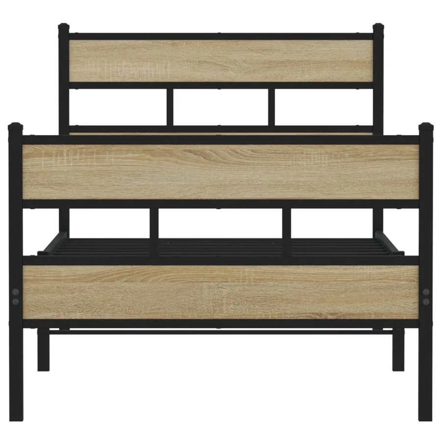 Cadre de lit en métal sans matelas chêne sonoma 107x203 cm - 4
