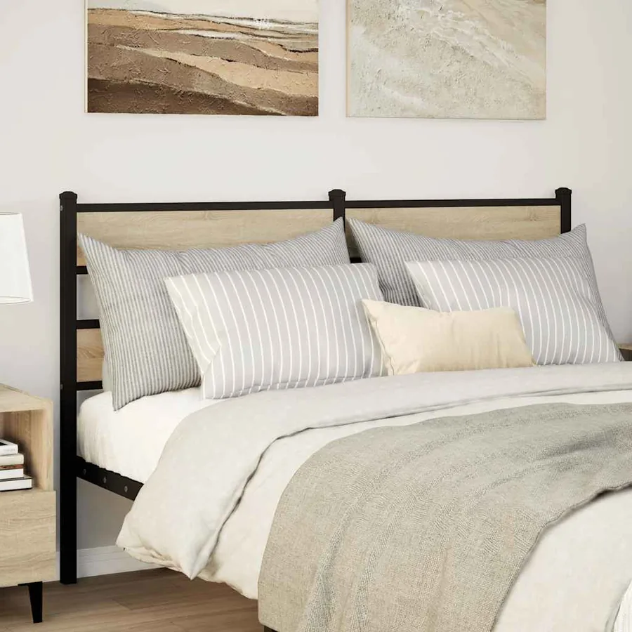 Tête de lit de remplacement chêne sonoma 140 cm fer et bois d’ingénierie