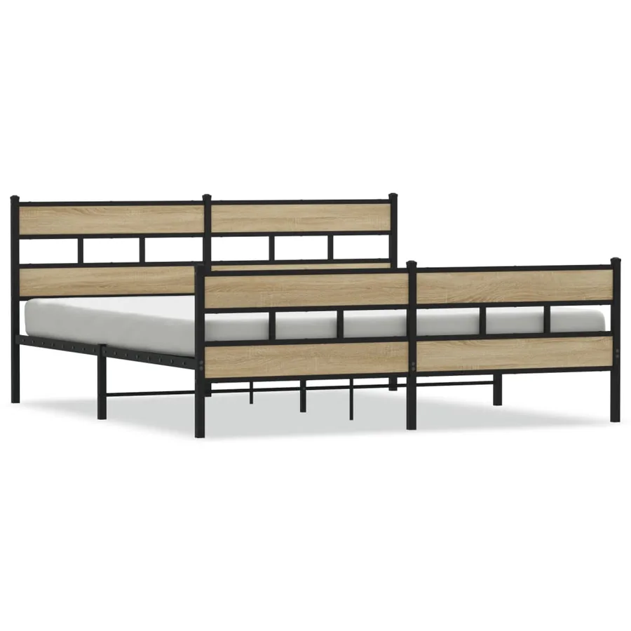 Cadre de lit en métal sans matelas chêne sonoma 183x213 cm - 2