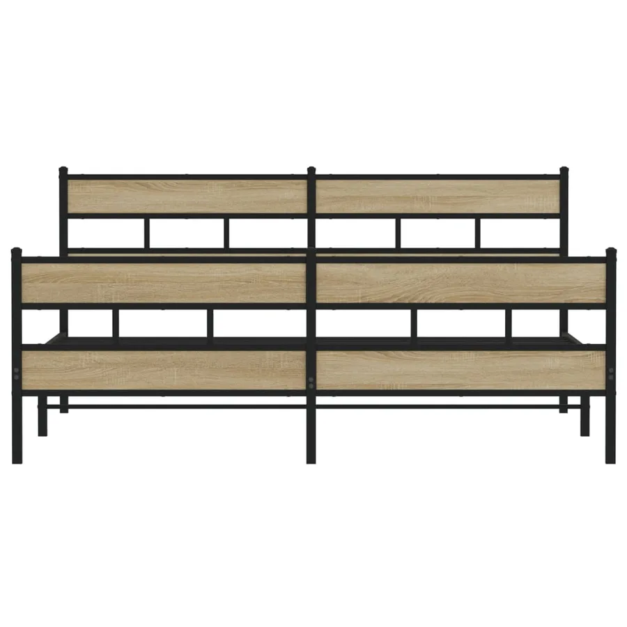 Cadre de lit en métal sans matelas chêne sonoma 183x213 cm - 4