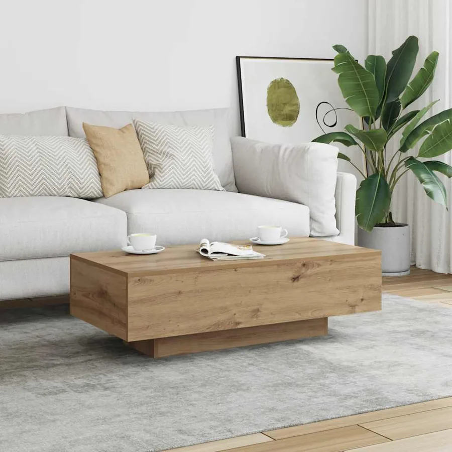 Table basse chêne artisanal 100x49,5x31 cm bois d'ingénierie