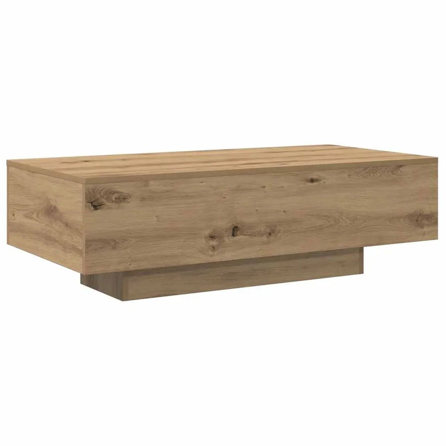 Table basse chêne artisanal 100x49,5x31 cm bois d'ingénierie - 2