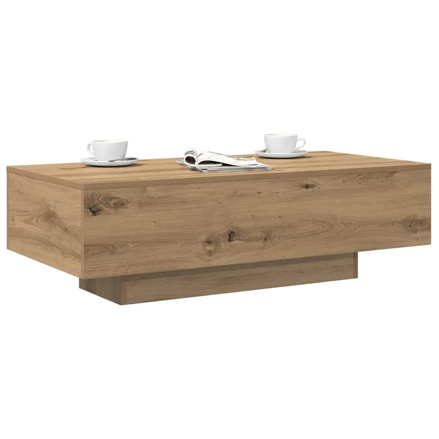 Table basse chêne artisanal 100x49,5x31 cm bois d'ingénierie - 3