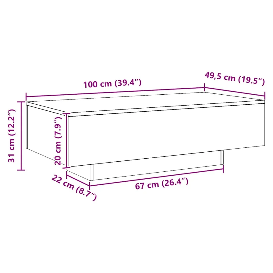 Table basse chêne artisanal 100x49,5x31 cm bois d'ingénierie - 9