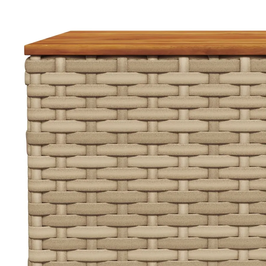 Table de jardin beige 55x55x36 cm résine tressée et bois acacia - 7